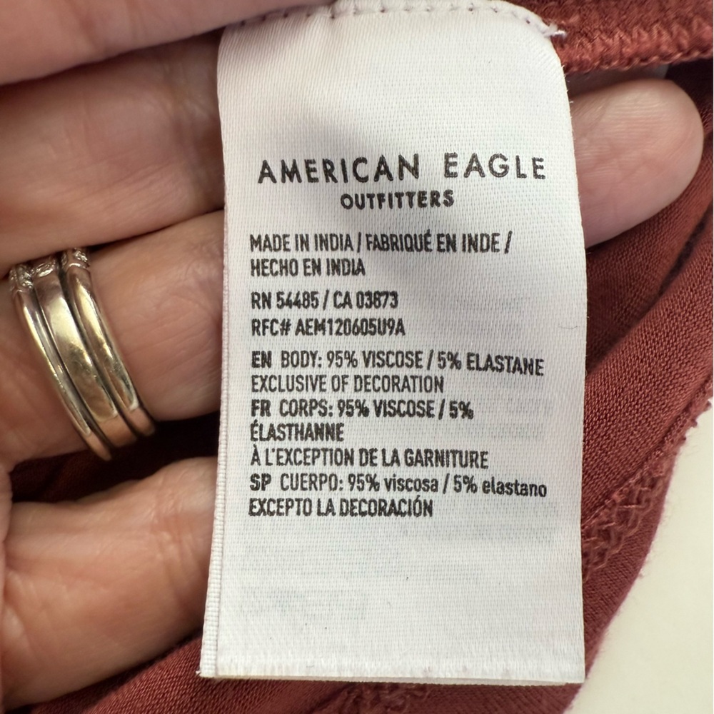 American Eagle Soft & Sexy Rose Pink Mauve Embroidered Square Neck Top Size SM - Picture 8 of 10